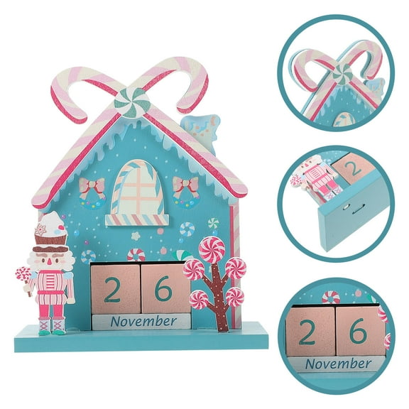 LABSERRON Multifunctional Wooden Block Calendar for Desk Adorable Festive Decor