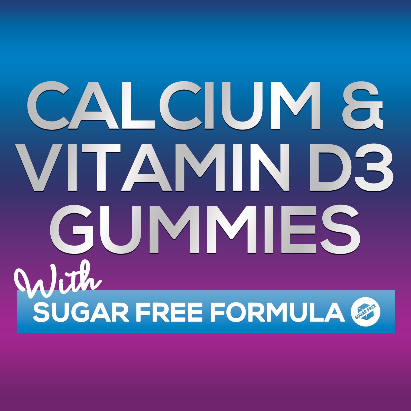 Calcium Supplement Gummies - Sugar Free Calcium Gummy with 400 IU Vitamin D3 for Best Absorption - Supports Immune Health, Bones & Teeth - Nature's Calcium Chews for Women & Men - 120 Gummies