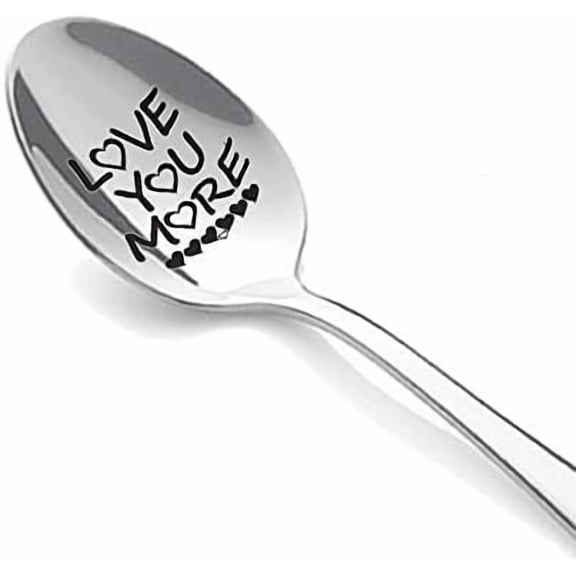 Love You More Gifts Spoon for Him Her Anniversary Birthday Gift for Girlfriend Boyfriend Christmas Gifts for Husband Wife Coffeespoons for Daughter Spoon$$Home Decor, Kitchen, & Other