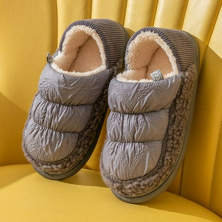 

CoCopeanut Winter Slippers Women Thick Sole 3cm Water Proof Snow Boots Thick Warm Plush Non-slip Ladies Fluffy Slides Couple Men Shoes
