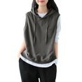 thumbnail image 4 of Dpytoraw Women's Sleeveless Hoodie, Solid Drawstring Oversized Pullover for Fall Gray M, 4 of 6