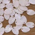 thumbnail image 2 of EOEMY 50 Pcs 12mmx17mm Leaf Shell Natural White Mother Of Pearl Jewelry Making Diy, 2 of 3