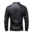 thumbnail image 3 of Men's Washed Leather PU Leather Jacket Stand Collar Medium Length Non Hooded Zipper Daily Casual Jacket, 3 of 3