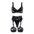 thumbnail image 1 of Gibobby Conjunto de lencería de encaje Lenceria Sexy para Mujer Transparente Ropa Interior Lenceria Vestidos de Mujer Sexis Bralette y Tanga Conjunto Interior Mujer(Negro, CH), 1 of 5