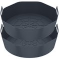 thumbnail image 1 of 2Pcs Air Friteuse Pot en Silicone Réutilisables Friteuse Air Résistant à la Chaleur Panier en Silicone Casserole de Cuisson avec Poignée Accessoires de Friteuse Air (Noir), 1 of 7
