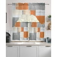 thumbnail image 2 of Modern Orange Grey Kitchen Curtains Swag Valance and Tier Curtains Set 24 Inch Length, Abstract Oil Painting Art Rod Pocket Drape Panels Pair Swag Curtain for Bathroom/Cafe/Window, 2 of 6