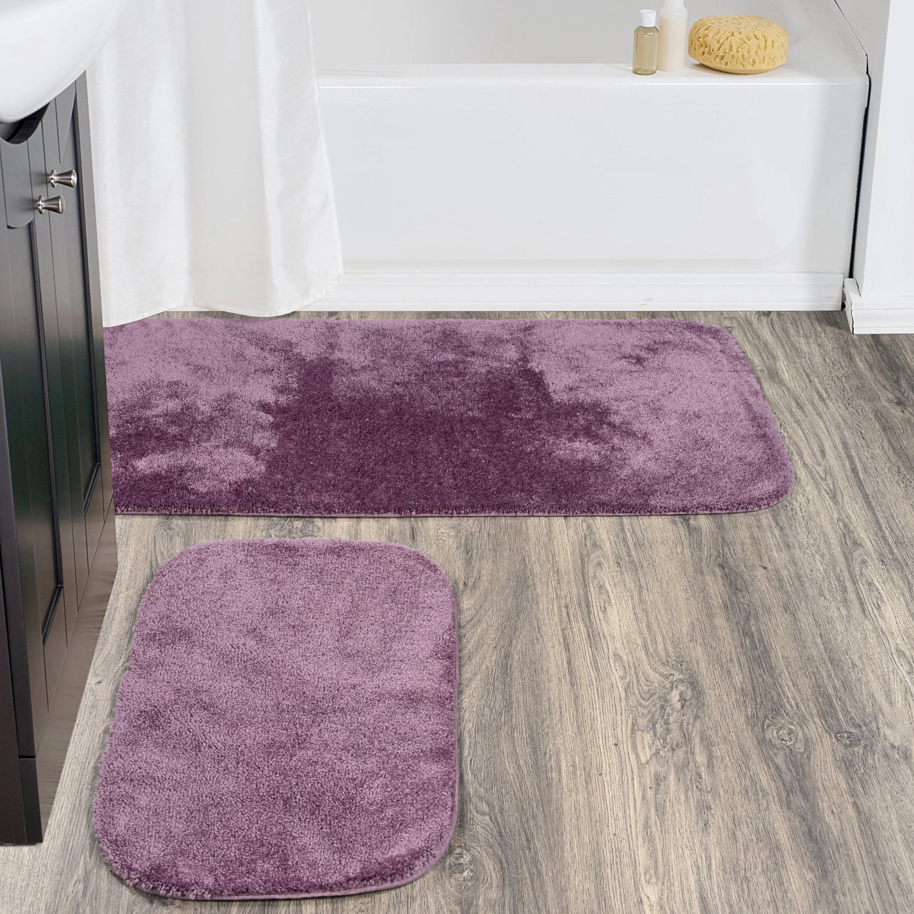 Garland Rug Traditional Washable Bath Rug Set, 2-Piece Set (21"x34" Bath Rug, & 22"x60" Runner) Purple
