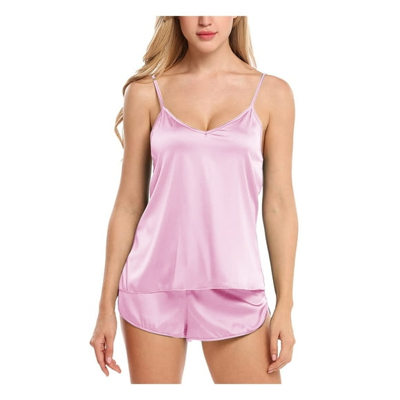 Women's Blended Pajamas Intimates Women Sexy-Lingerie Sleepwear Satin Silk Babydoll Lace Up Nightwear Pajamas Set