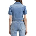 thumbnail image 3 of INSPIRE CHIC Womens Casual Jackets Button-Down Puff Sleeve Crop Jean Denim Jacket XS Light Blue, 3 of 5