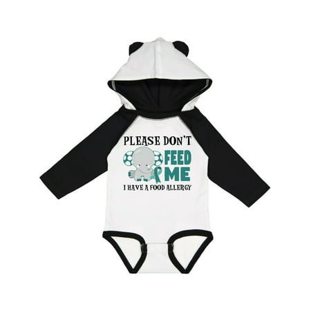 

Inktastic Please Dont Feed Me I Have a Food Allergy with Elephant and Ribbon Gift Baby Boy or Baby Girl Long Sleeve Bodysuit
