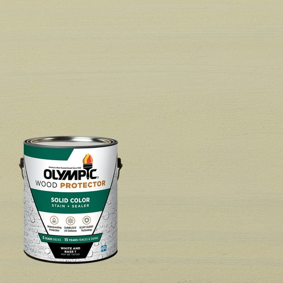 Olympic 1 Gallon SC-1057 Outside White Exterior Solid Wood Protector Stain Plus Sealer in One