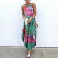 thumbnail image 2 of Ichaunyi Summer Dresses Women Fashion O-Neck Halter printing Sleeveless Casual Slit Loose Long Dress, 2 of 4