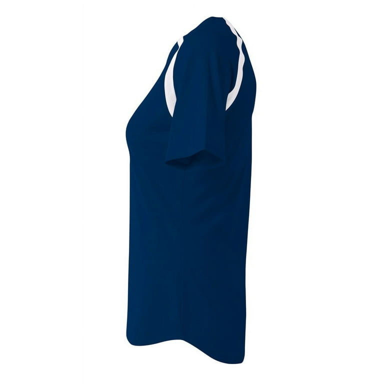 A4 Ace Short Sleeve Volleyball Jersey For Women in Navy/White