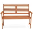 thumbnail image 3 of Auranook Wood Outdoor Bench, 2-person Garden Bench w/Ergonomic Backrest & Armrests, Slatted Seat, Outside Patio Bench, 3 of 9