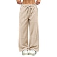 thumbnail image 2 of Lnmiateer Casual Loose Jogger Pants for Women Solid Color Drawstring Waist Side Pockets Street Daily Autumn Winter Fashion, 2 of 8
