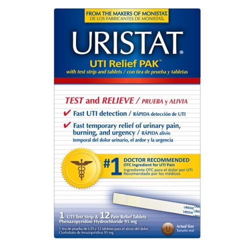 Uristat Uti Relief pak 1 Test Strip, 12 Pain Relief Tablets Packge, 1