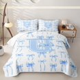 thumbnail image 2 of Manfei Blue Princess Bow Quilt Full For Girls,Letter U Initial Full Bedspread Sets For Kids,3-Piece, 2 of 7