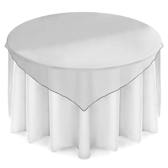 Lann's Linens Organza Wedding Table Overlay - Tablecloth Topper (72" Square - Silver)