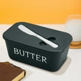 thumbnail image 6 of BUTOMKY Butter Dish with Lid - Plastic Butter Storage Container, Large Countertop Butter Keeper for Refrigerator & Kitchen (Includes Butter Knife) White Green, 6 of 7
