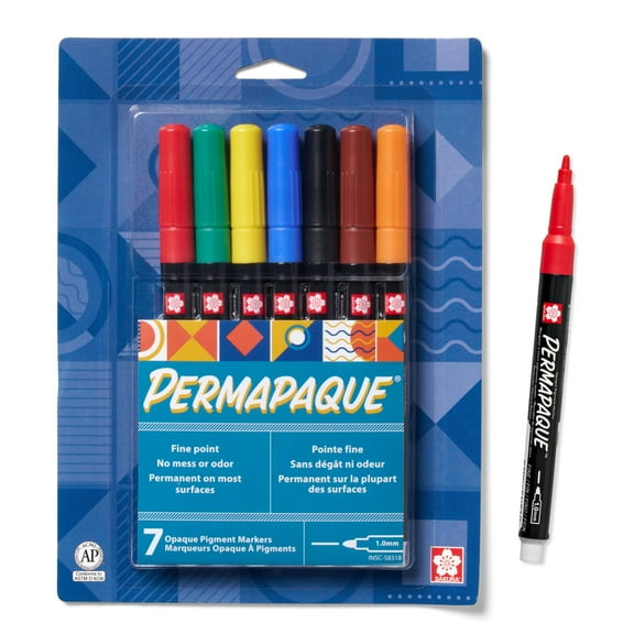 Sakura Permapaque Paint Markers - Assorted Colors - 1.0 mm Markers Pens - 7 Pack