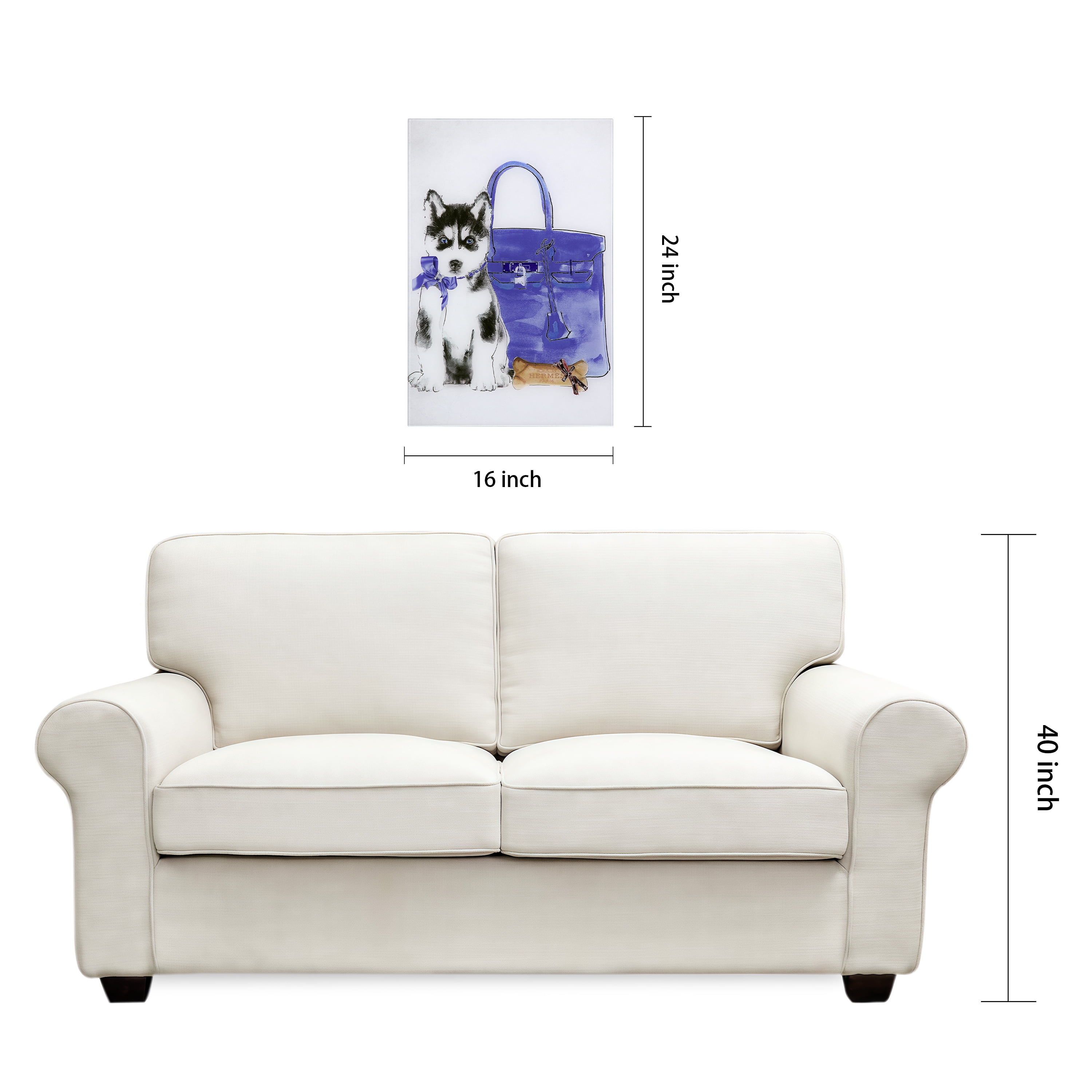 Empire Art Direct H-usky Frameless Free Floating Tempered Glass Panel Graphic Dog Wall Art, 16" x 24", Ready to Hang