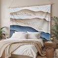 thumbnail image 3 of Blue Beige Tapestry for Bedroom Wall Hanging Tapestry, Modern Coastal Wave Abstract Art Ceiling Backdrop Tapestries Poster Blanket Wall Decor for Teens Room Living Room Dorm 55" x 73", 3 of 8