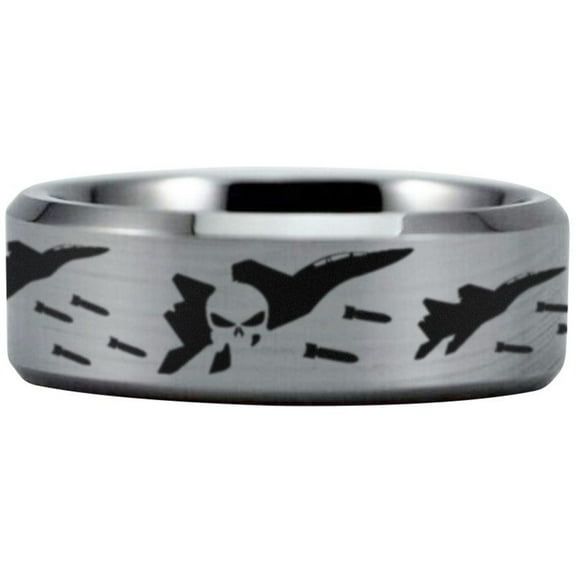 Silver Tungsten Fighter Jet Ring