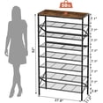 thumbnail image 2 of 8-Tier Tall Shoe Rack Organizer with Wooden  for Entryway Closet Garage Rustic Brown Metal Heavy-Duty Storage, 2 of 7