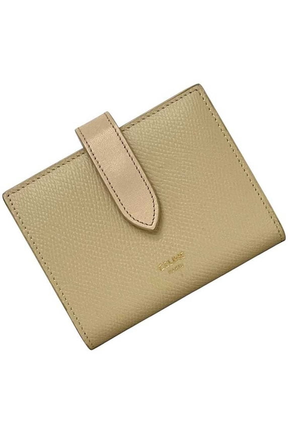 Pre-Owned Celine Bifold Small Strap Bag f-24264 Cream Beige 10H263BRU.03LW Leather... (Good)