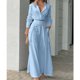thumbnail image 1 of Conjunto de 2 piezas para mujer, camisa de manga larga y pantalones rectos de pierna ancha, ropa de calle elegante, novedad de 2023, 1 of 4