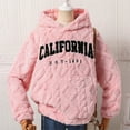 thumbnail image 2 of ZHOGXU Toddler Girls Hooded Sweater Fuzzy Letter Print Long Sleeve Warm Loose Fit Tops For Fall Winter Daily Wear Pink 13-14 Years, 2 of 8