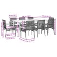 thumbnail image 4 of vidaXL 9 Piece Garden Dining Set with Cushions Grey Poly Rattan, 4 of 4