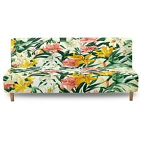 Xixirimido Stretch Armless Futon Cover Sofa Bed Covers Elastic Futon Slipcover Couch Cover Washable Furniture Protector, Colorful Tulip Floral