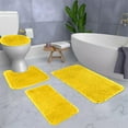 thumbnail image 5 of Bath Mats 4 Set, Solid Color Plush Bathroom Rugs, 4 Piece Toilet Mats with Non-slip Backing, Ultra Soft & Absorbent for Quick Drying, Machine Washable for Family Bathroom Safety & Comfort, 5 of 9