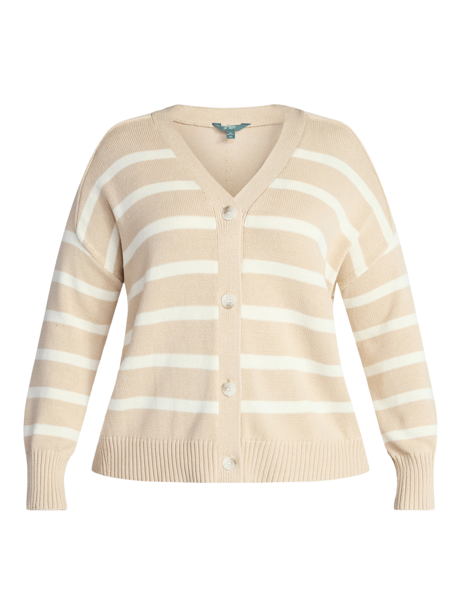 Terra & Sky Women's Plus Size Boyfriend Cardigan with Long Sleeves, Midweight, Size 0X-5X
