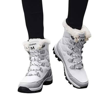 

Eloshman Women s Snow Boots Quilted Insulated Winter Boots Warm Lined Mid-Calf Hiking Boots Anti Skid Outdooor Boots Grey 5