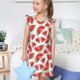 thumbnail image 4 of Balery Hand Drawn Watermelon Camisón de princesa para niñas, pijama de algodón con mangas abullonadas, suave y bonito.-XX-Large, 4 of 6