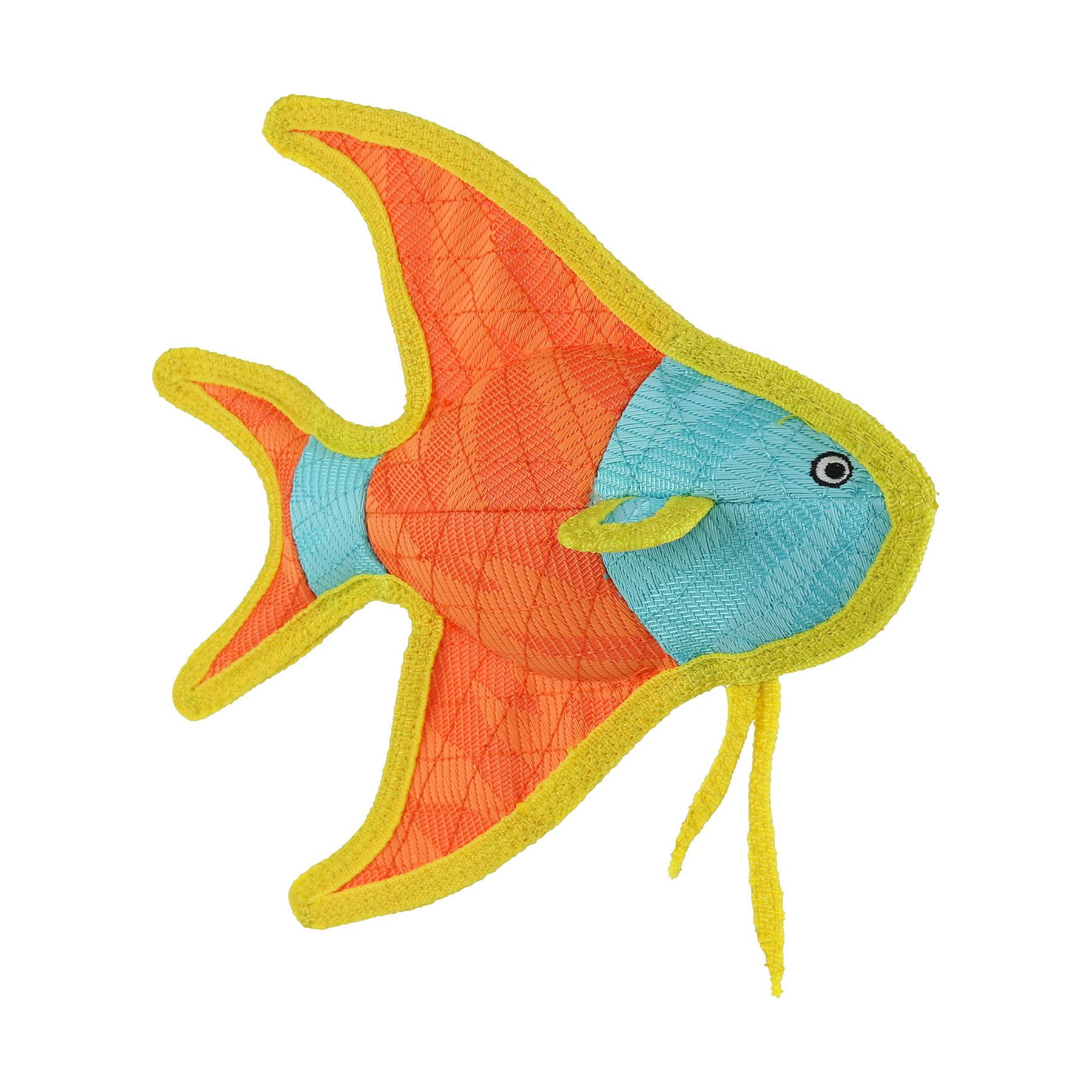 DuraForce Durable Woven Fiber Angel Fish Orange, Dog Toy with Squeaker 2 Pack