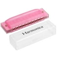 thumbnail image 1 of Harmónica transparente colorida rosa de 10 agujeros de ABS con caja de PVC, 1 of 6