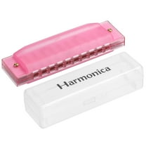 Uxcell Pink Clearly Colorful Translucent Harmonica 10 Holes ABS Harp Mouth with Box