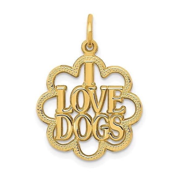 Finest Gold 14K Yellow Gold I Love Dogs Charm