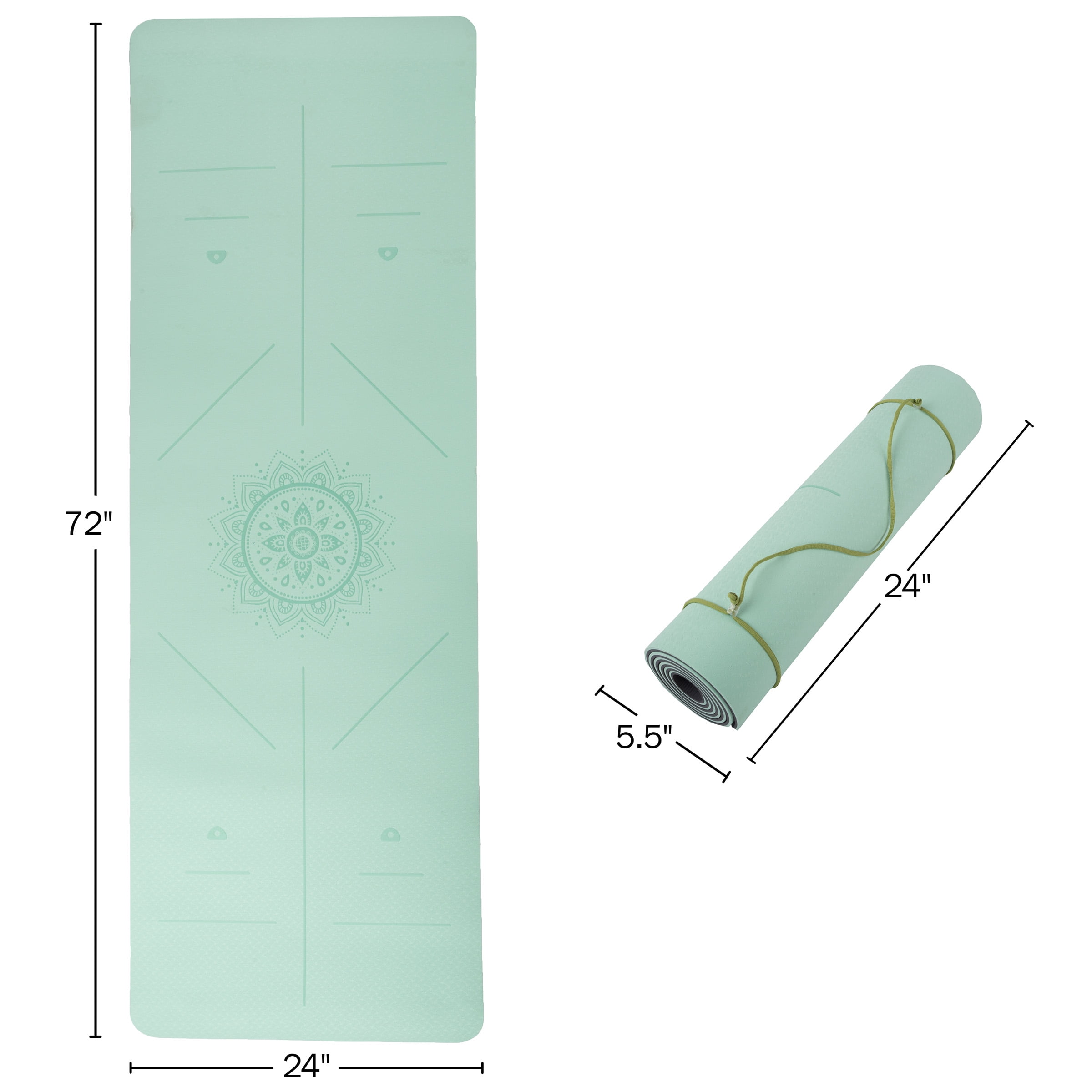Non-Slip Yoga Mat with Alignment Marks '? Lightweight Exercise Mat with Carry Strap for Ho