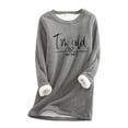 thumbnail image 2 of Luxalzxs Fleece Sweatshirts for Women Warm Sherpa Lined Pullover I'M COLD ME 24:7 Letter Print Crewneck Sweatshirt Winter Loungewear, 2 of 3