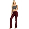 thumbnail image 3 of Womens Solid Foldover Lounge Flared Cotton Yoga Pants, 3 of 4