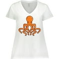 thumbnail image 3 of Inktastic Orange Octopus Women's Plus Size V-Neck T-Shirt, 3 of 5