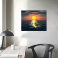 thumbnail image 3 of WERPE  Canvas Prints Wall Art Decor Large Yellow Sunset over the ocean Picture Curved Horizon Painting Artwork for Dining Room Kitchen Home Decor Stretched and Framed Ready to Hang, 3 of 4