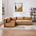 thumbnail image 5 of Glenmont Mid Century Modern Modular Cognac Tan Velvet Comfy Sectional Couch, 5 of 6