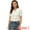 White, variant on Women's Peter Pan Collar Puff Short Sleeve Button Chambray Shirt XS White