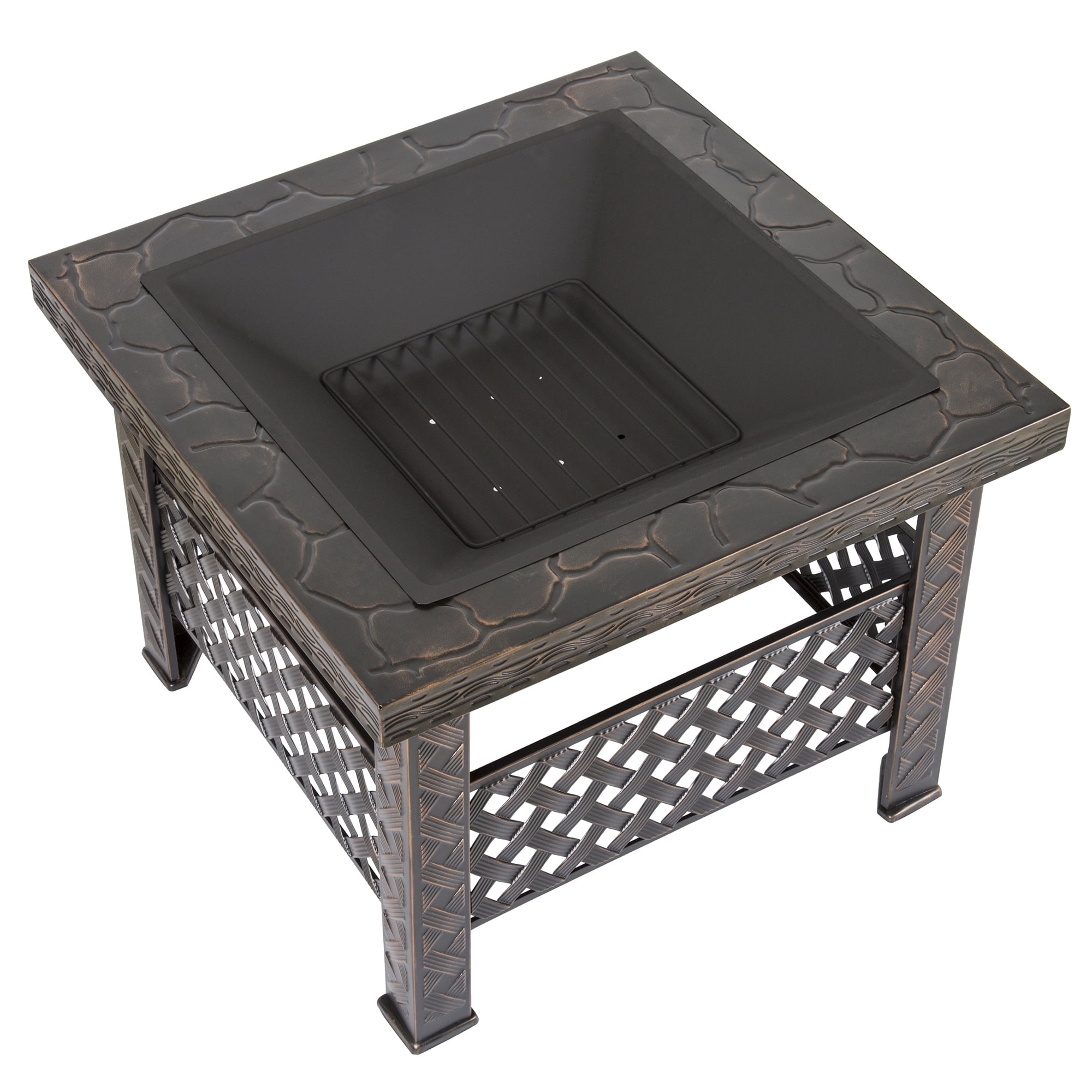 Pure Garden 26-Inch Outdoor Fire Pit with Screen, Cover, and Poker (Bronze)