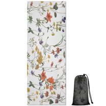 Pioneer Flower Floral Print Pattern Hot Yoga Mat Towel Non Slip for Hot Yoga - Quick-Drying Yoga Mat Cover with 4 Corner Pockets with Travel Bag - Hot Yoga Towel Non Slip 70"x26"